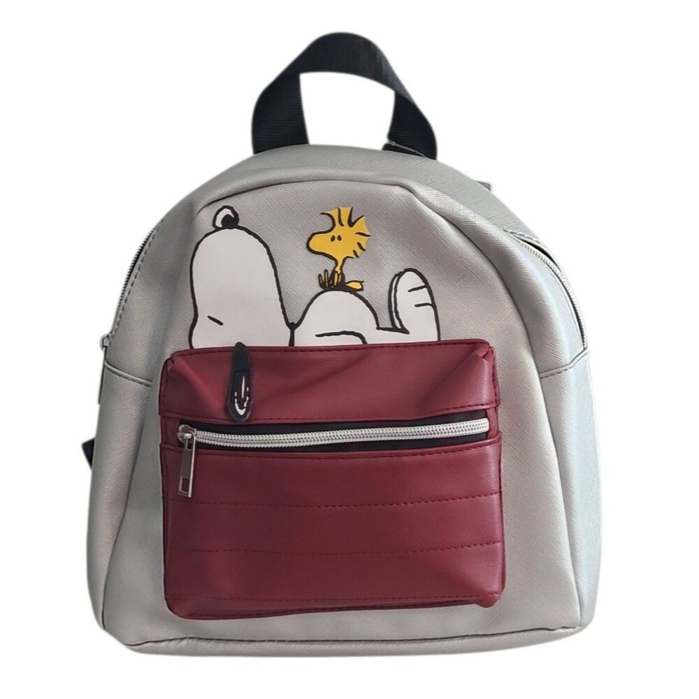 Snoopy/Woodstock Peanuts Official Mini Backpack BioWorld Dog House Silver/Red